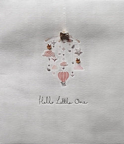 New Baby Card - Girl / Bow Sticks On The Toddler's Pinkie Toy