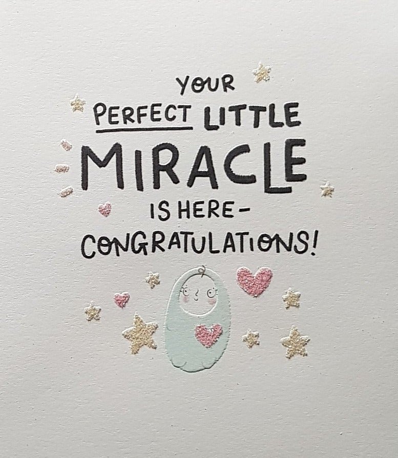 New Baby Card - A Little Miracle (Open)