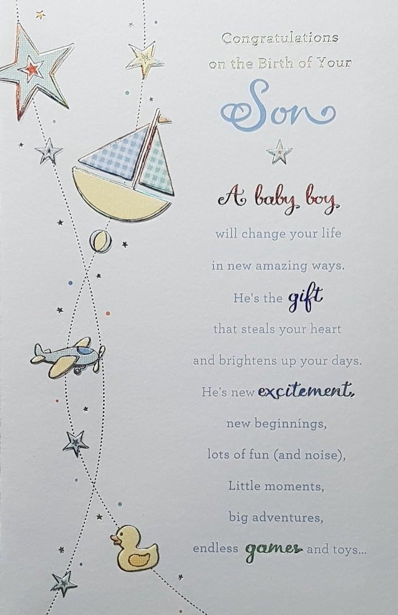 New Baby Card - Boy / Congratulations On The Birth Of Your Son
