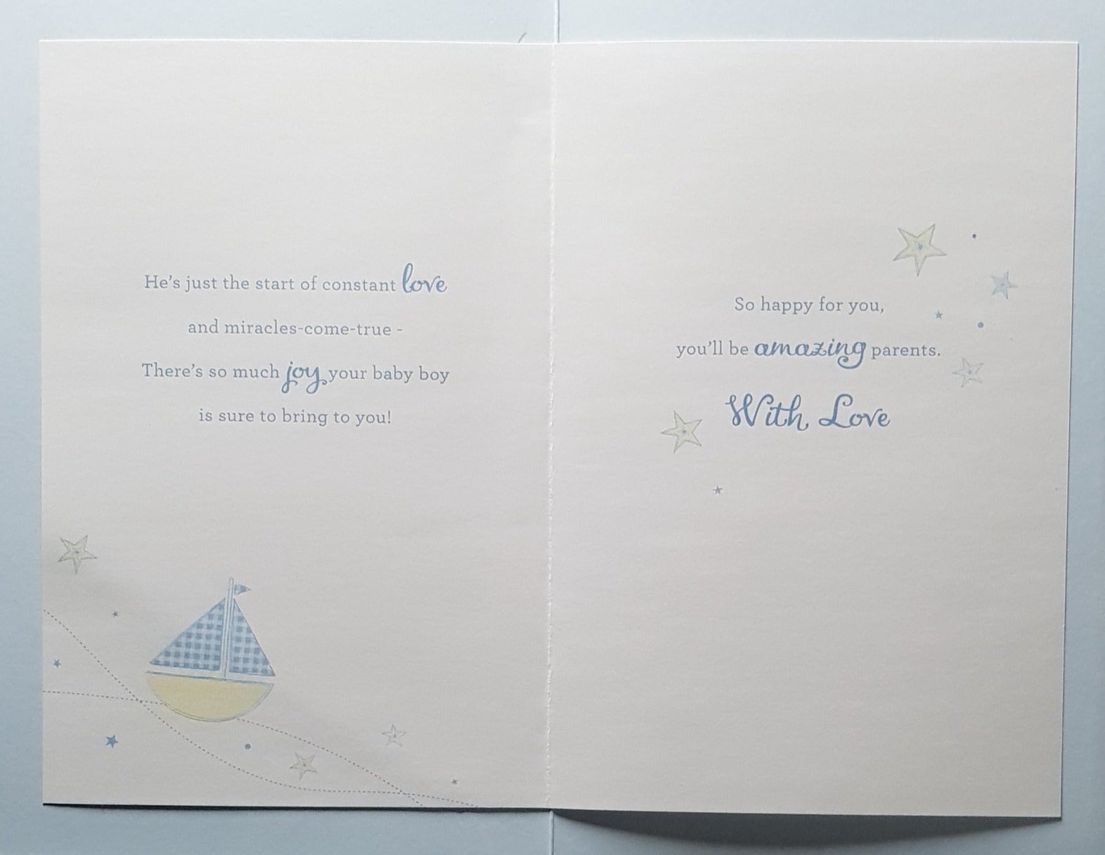 New Baby Card - Boy / Congratulations On The Birth Of Your Son