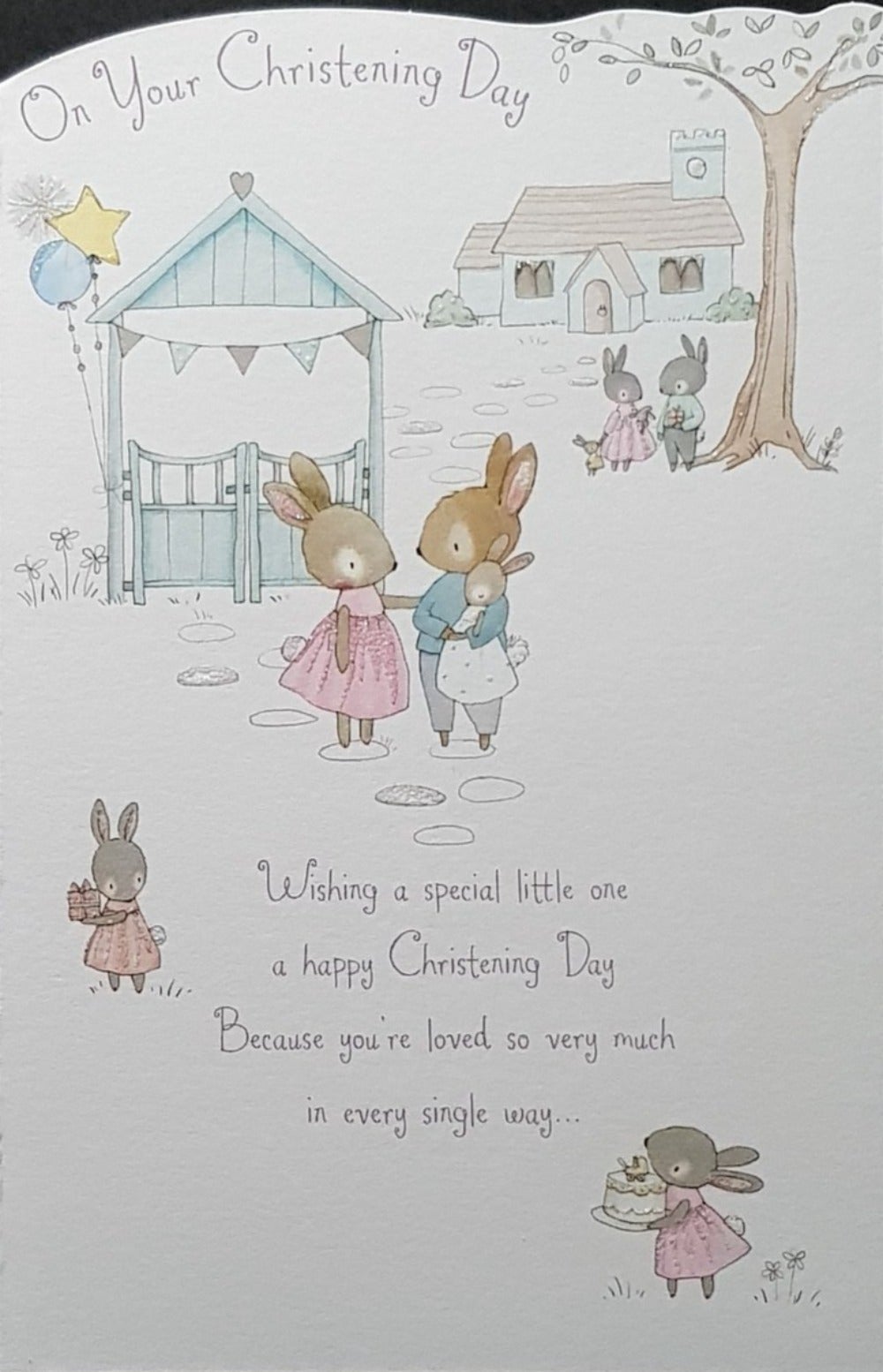 Christening Card - General / A Rabbit Family