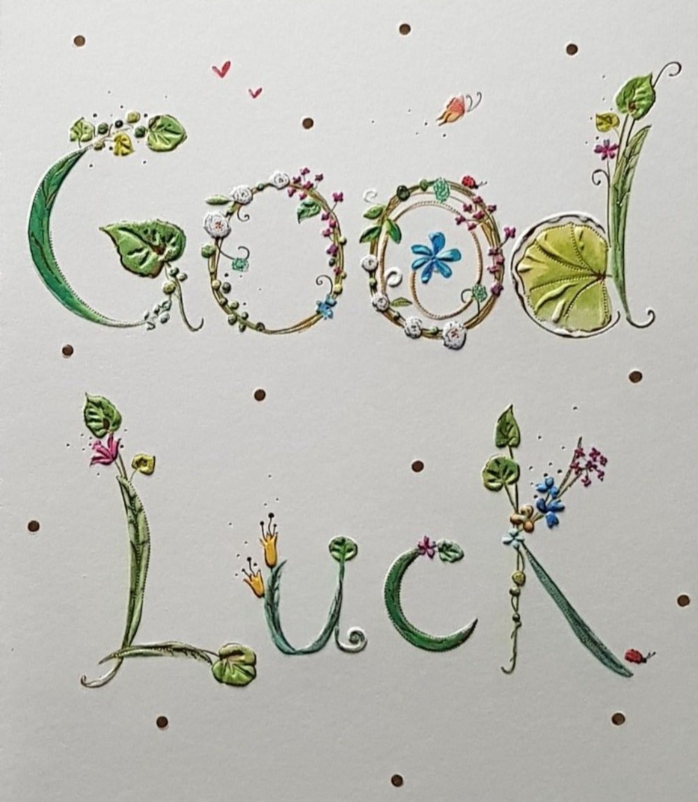 Good Luck Card - Font Made Of Leaves