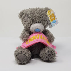 Congratulations Gift - Soft Toy / Cute Teddy Holding A Pink Congratulations Banner
