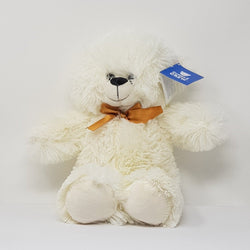 General Gift - Soft Toy / Cute Cuddly Wite Teddy Bear With Brown Bow