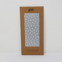 Gift Wrap - Tissue Paper / White Stars On Silver Background