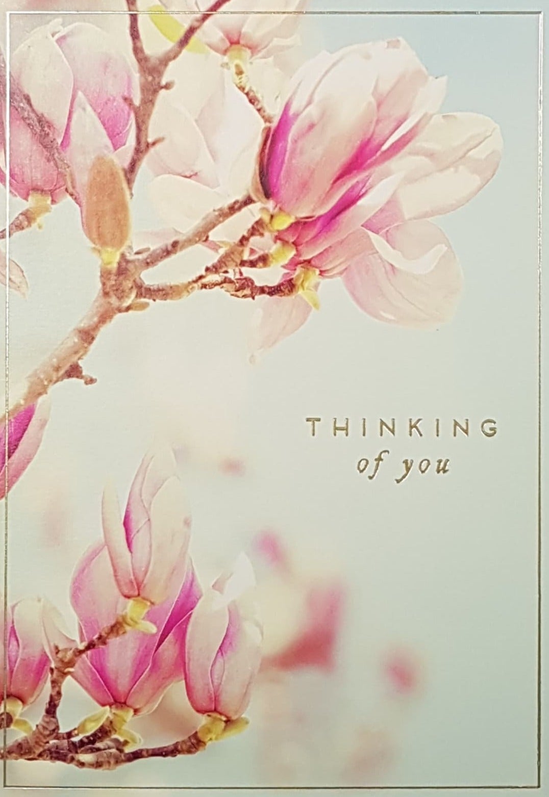 Thinking Of You Card - Pink Flowers Blossoming