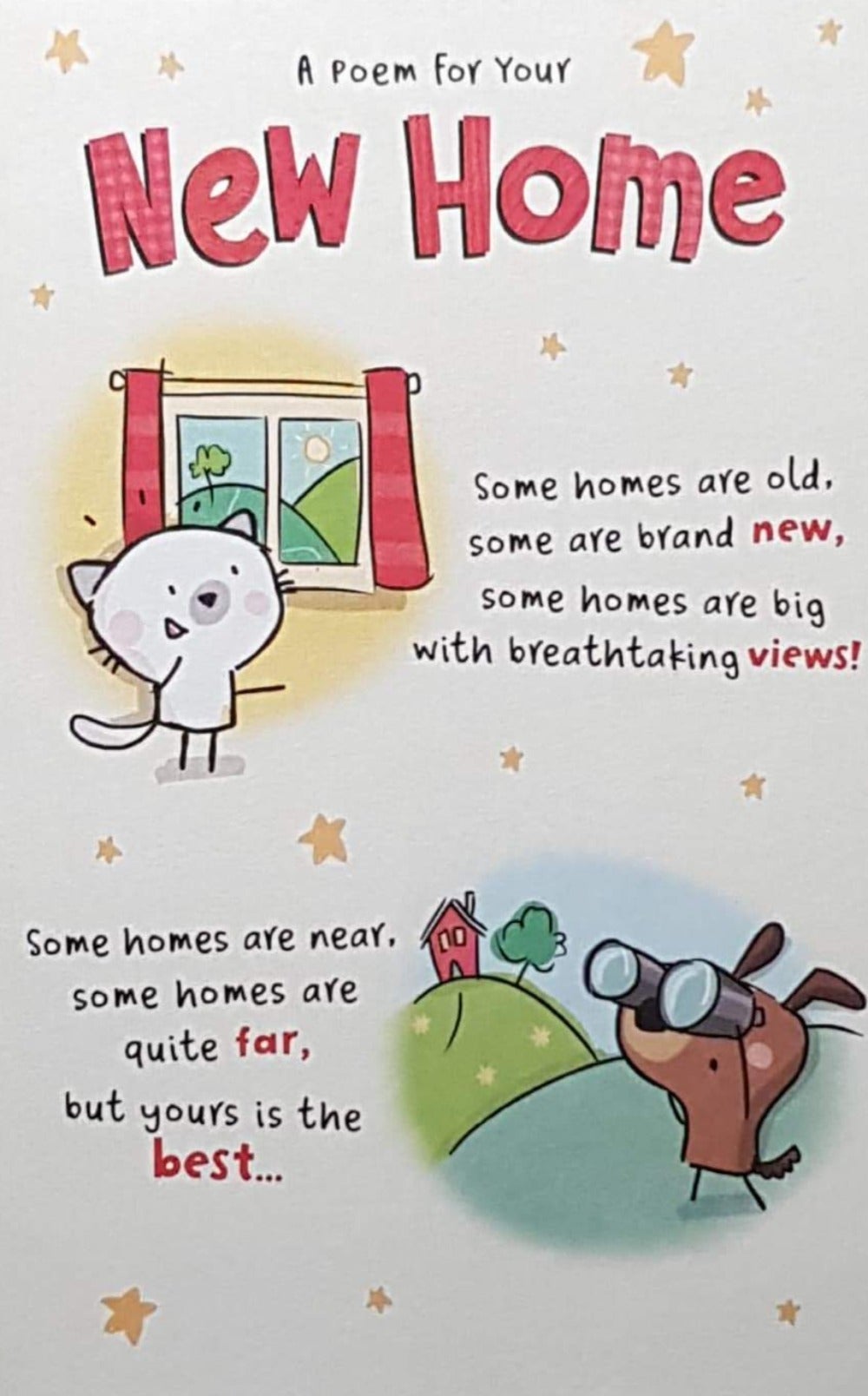 Congratulations Card - New Home / 'Breathtaking Views' & A Cat Overlooking Window