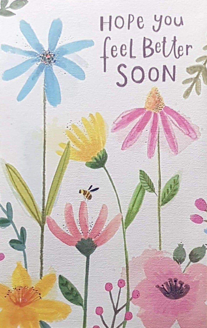 Get Well Card - Painted Meadow Flowers