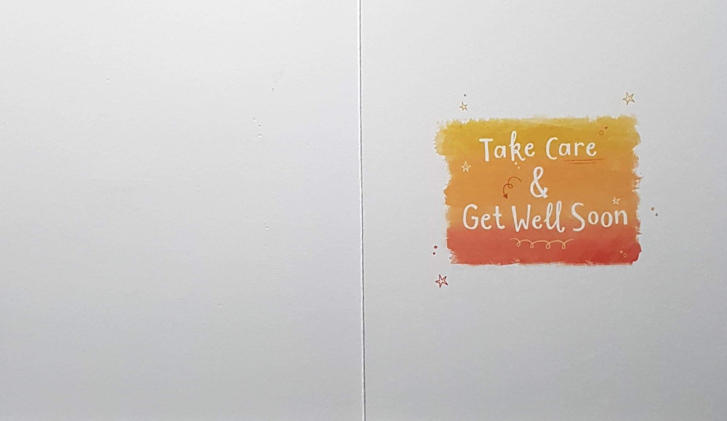 Get Well Card - Yellow & Orange Label With White Letters