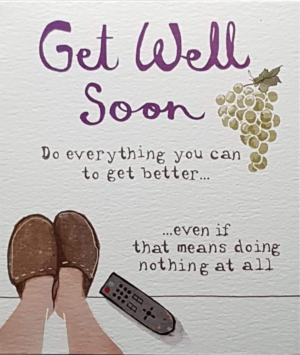 Get Well Card - Green Grapes & Brown Slippers