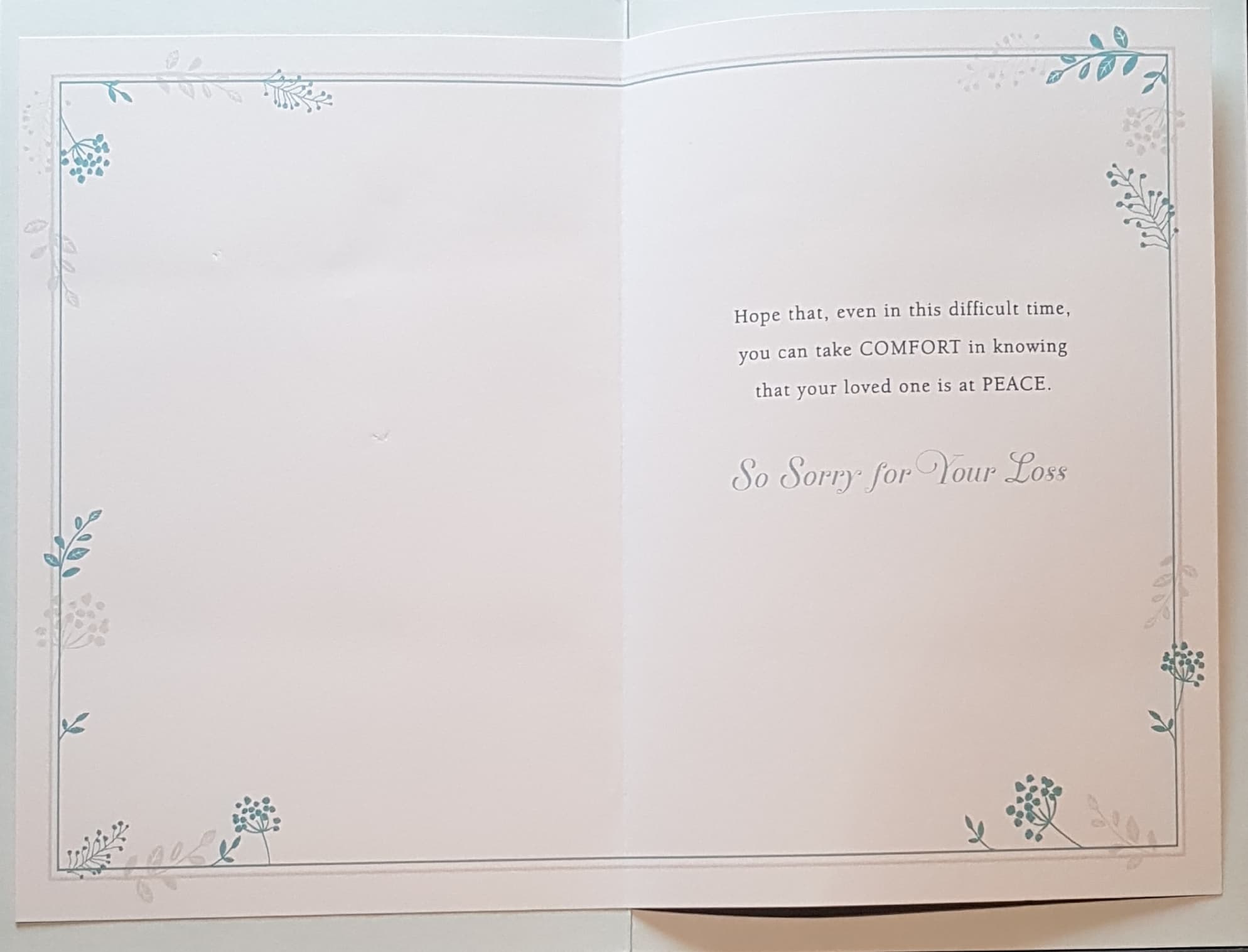 Sympathy Card - A White Dove & 'They Are At Peace' Banner