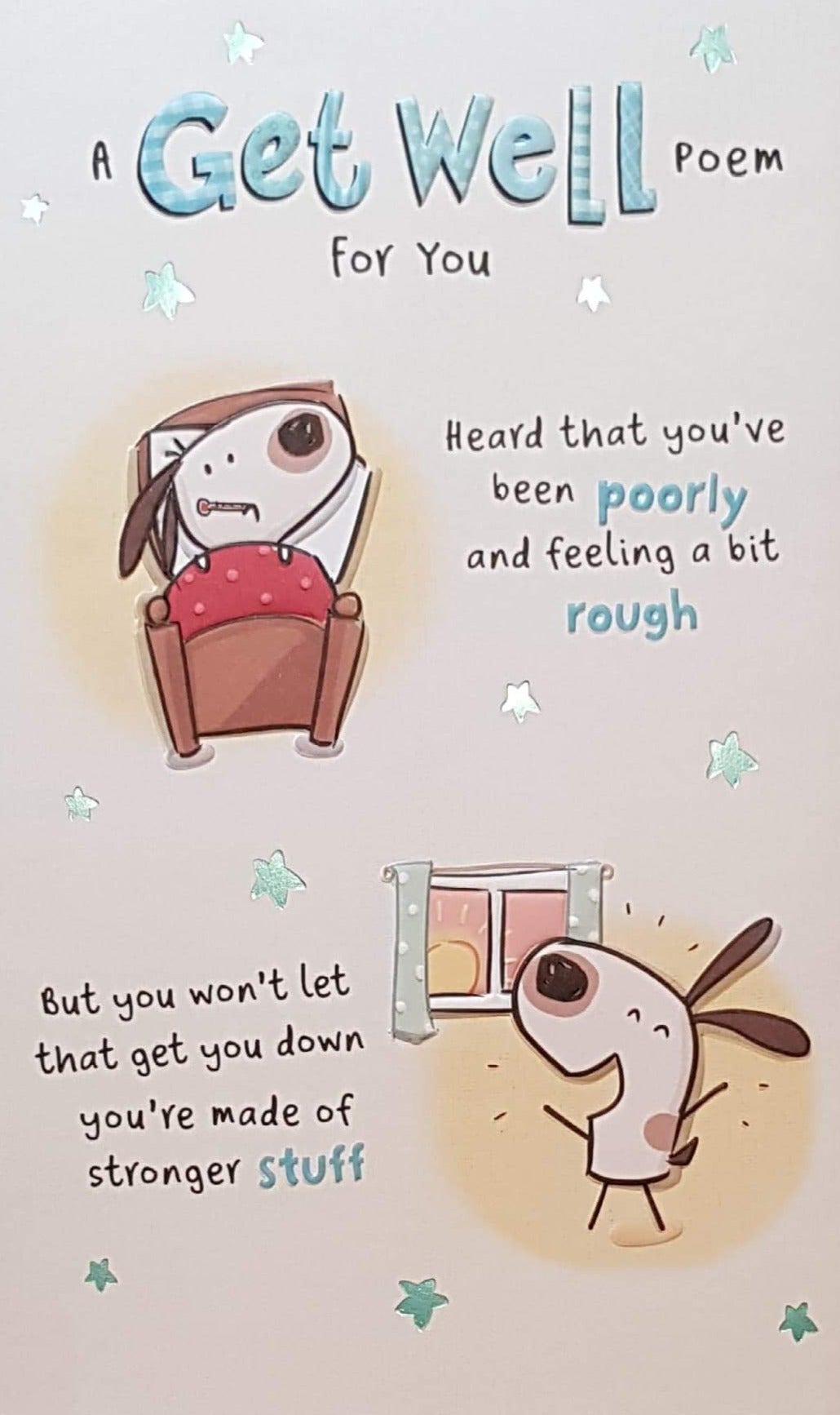 Get Well Card - A Poem For You & Cartoon Dogs