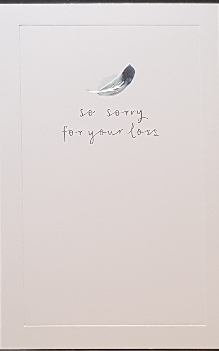 Sympathy Card - Single Black & A White Feather