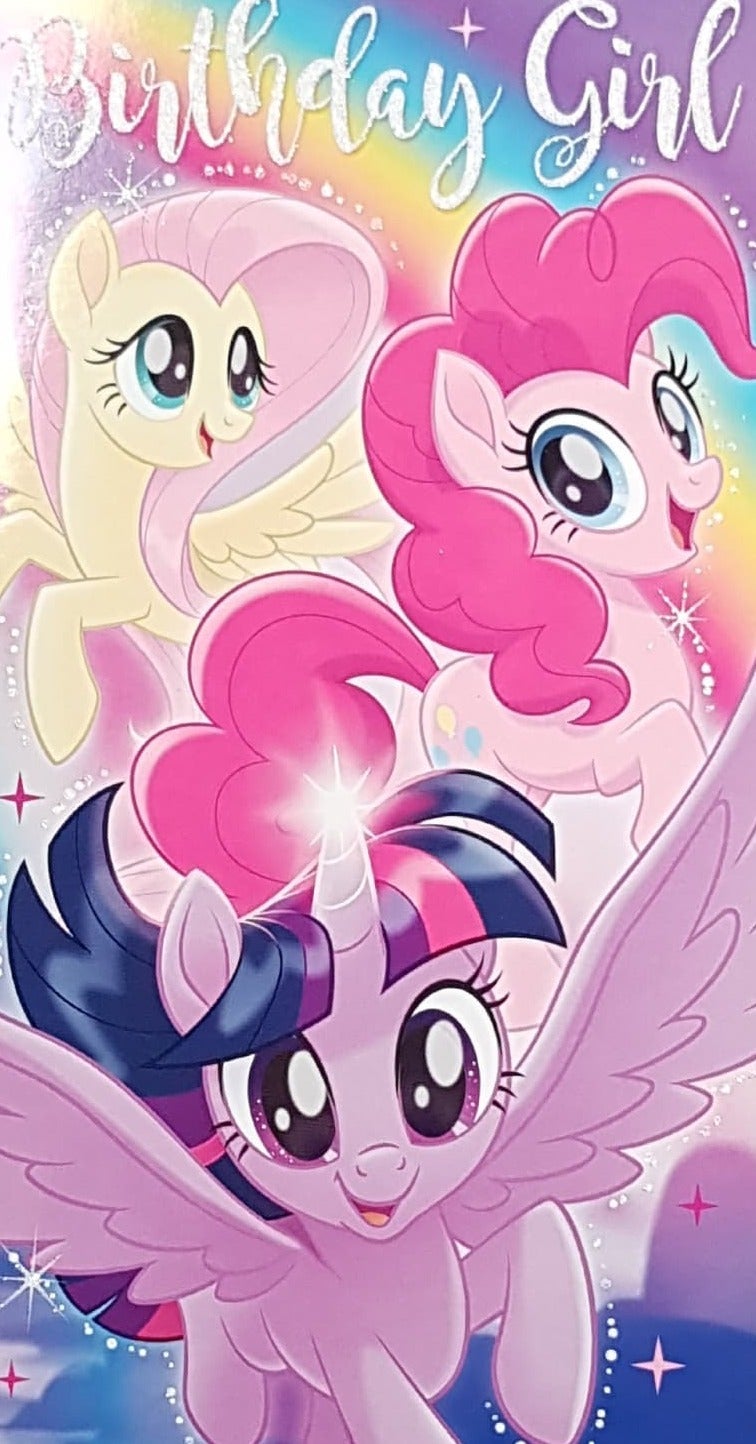Birthday Card - Birthday Girl / A Group Of Cute Magical Pink Ponies