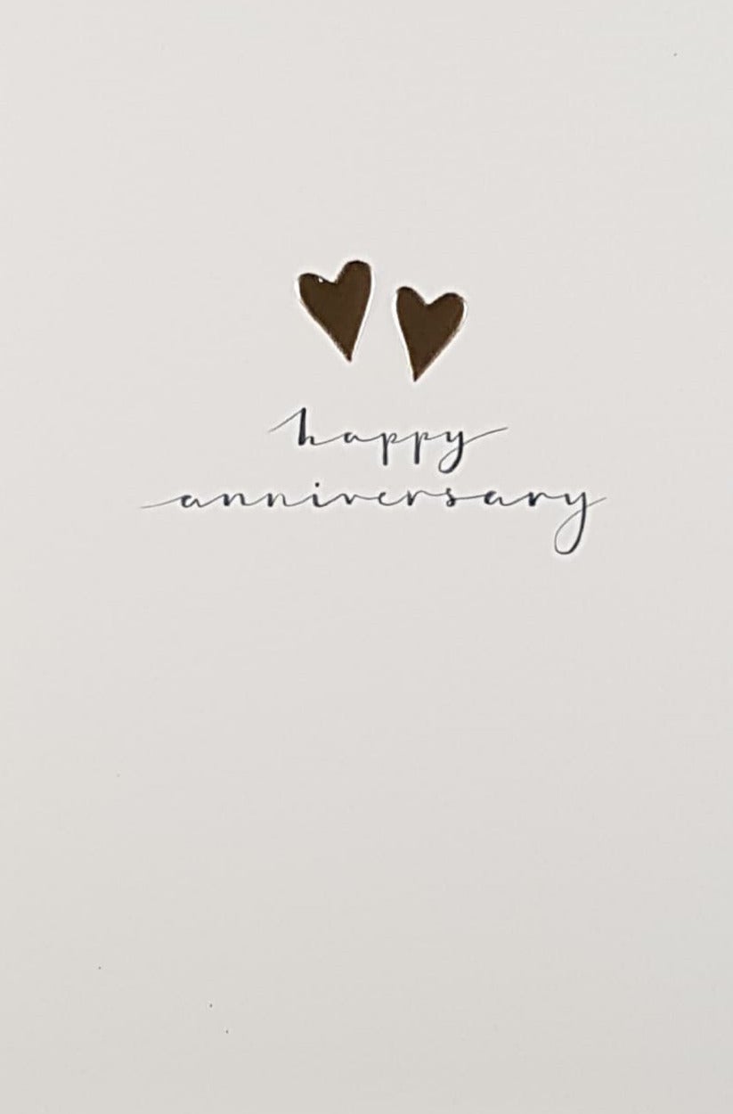 Anniversary Card - General / Two Shiny Gold Hearts