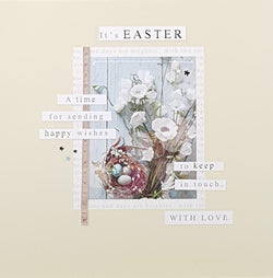 Easter Card - Eggs In Basket & White Flowers