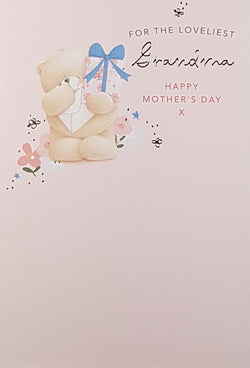 Grandma Mothers Day Card - Teddy Bear Holding Envelope & Gift