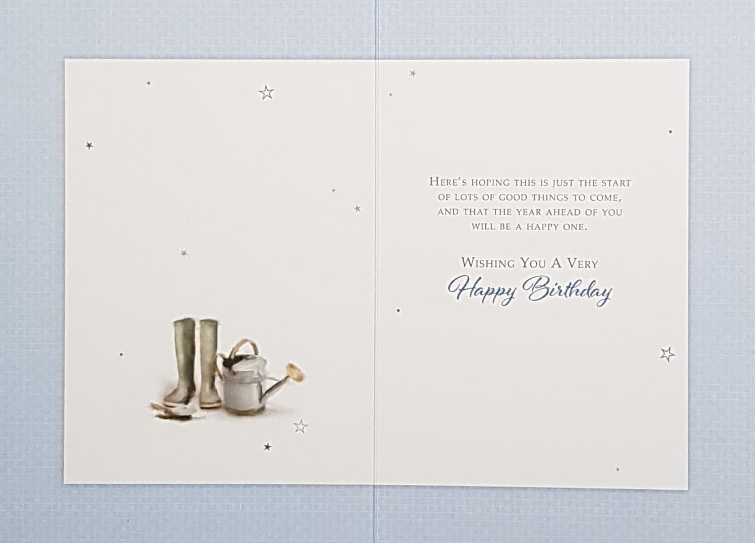 Birthday Card - Wellies & A Watering Can Near The Gardener's Shed