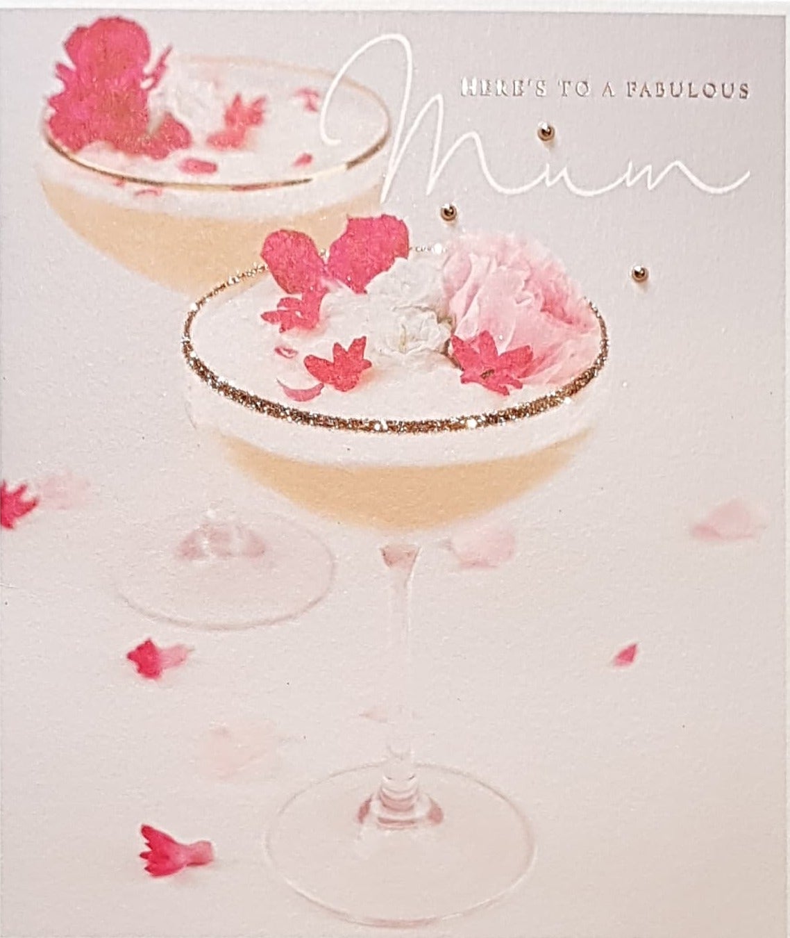 Birthday Card - Mum / Two Delicious Cocktails & Gold Sparkle