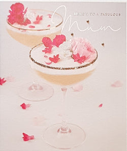 Birthday Card - Mum / Two Delicious Cocktails & Gold Sparkle