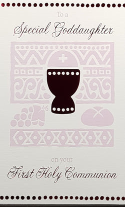 Communion Card - Goddaughter / A Pink Patterned Square