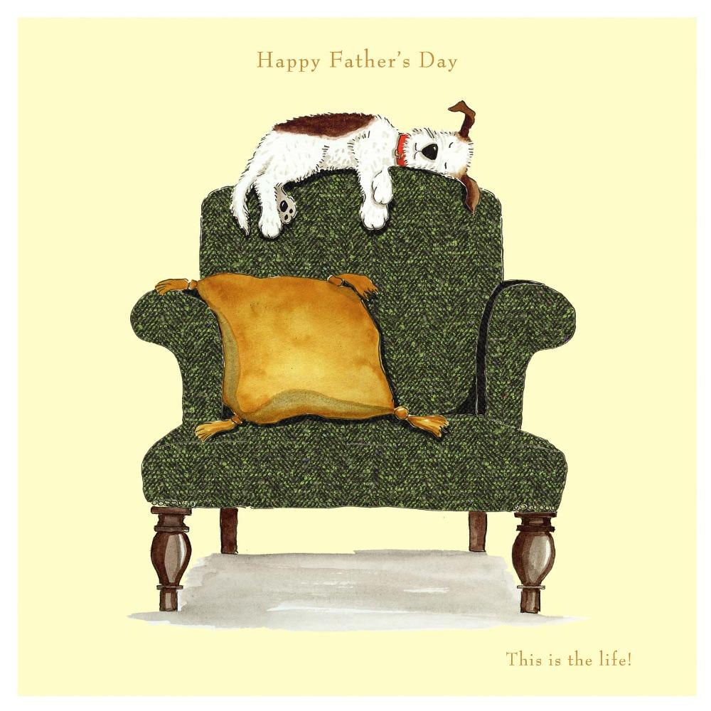 Fathers Day Card - General / This Is The Life & Dog Sleeping On Sofa