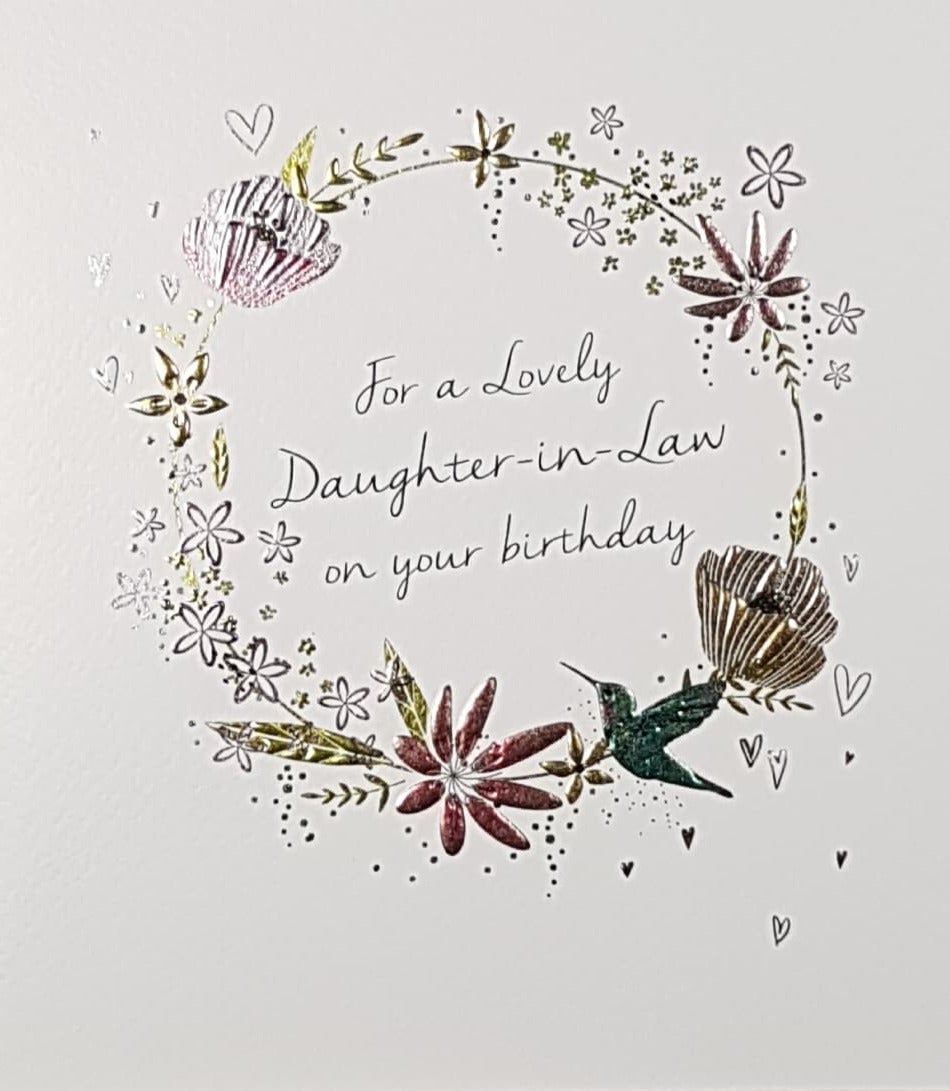Birthday Card - Daughter-In-Law / A Ring Of Shiny Different Flowers