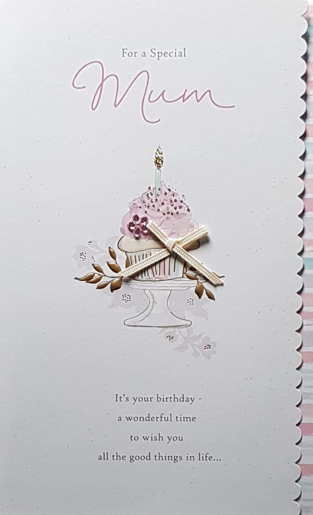 Birthday Card - Mum / A Pink Muffin With A Ribbon Bow