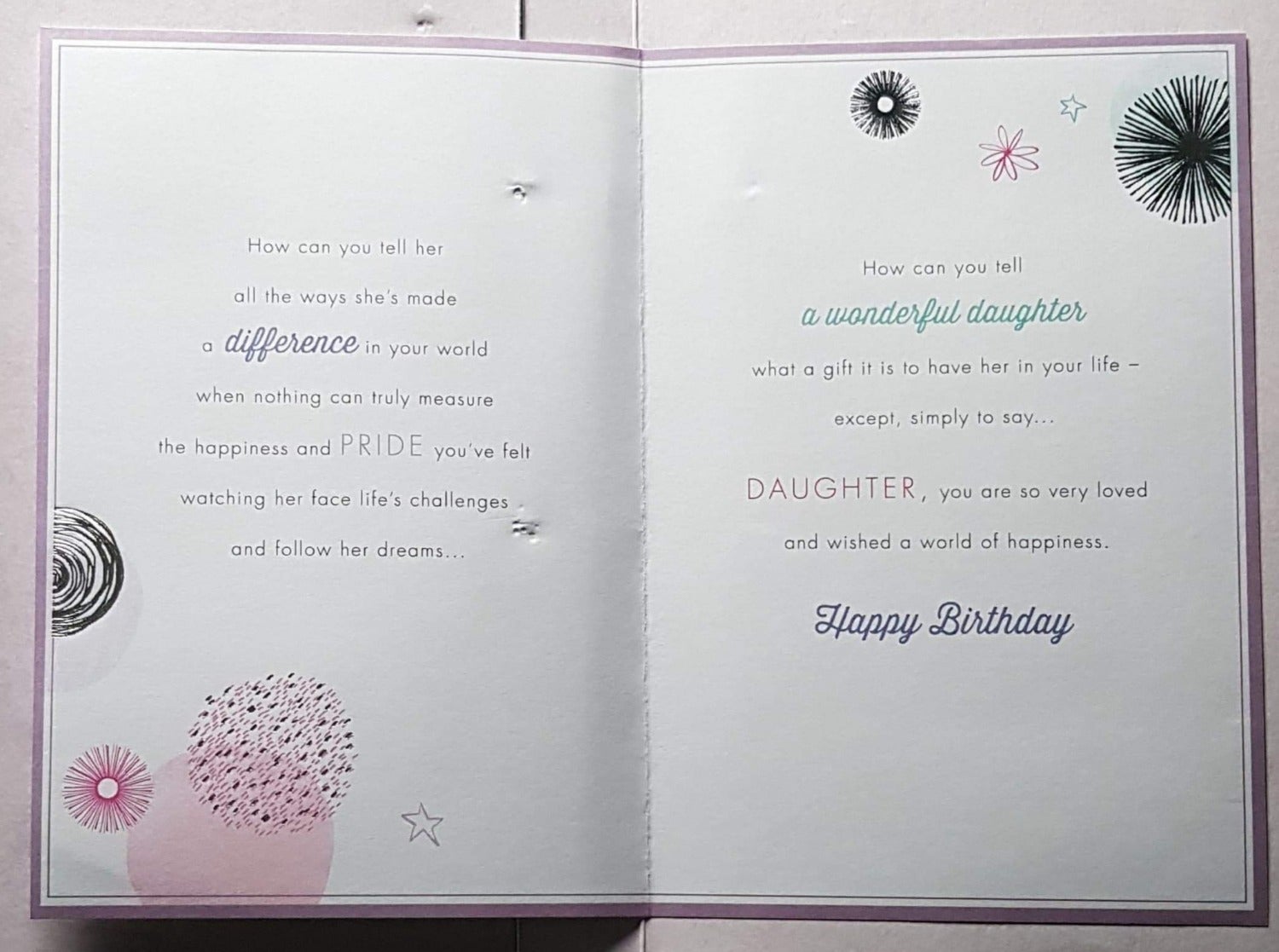 Birthday Card - Daughter / 'Means Precious' & Circle Doodle