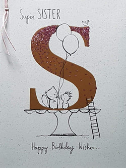 Birthday Card - Sister / 'Super Sister' & A Cake Stand