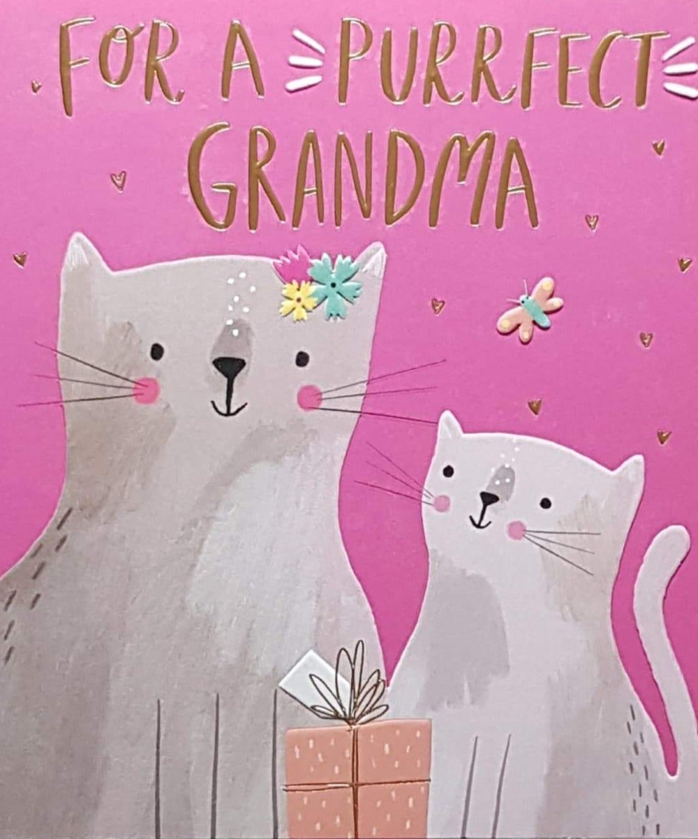 Birthday Card - Grandma / 'Purrfect Grandma' & A Cat And A Kitten