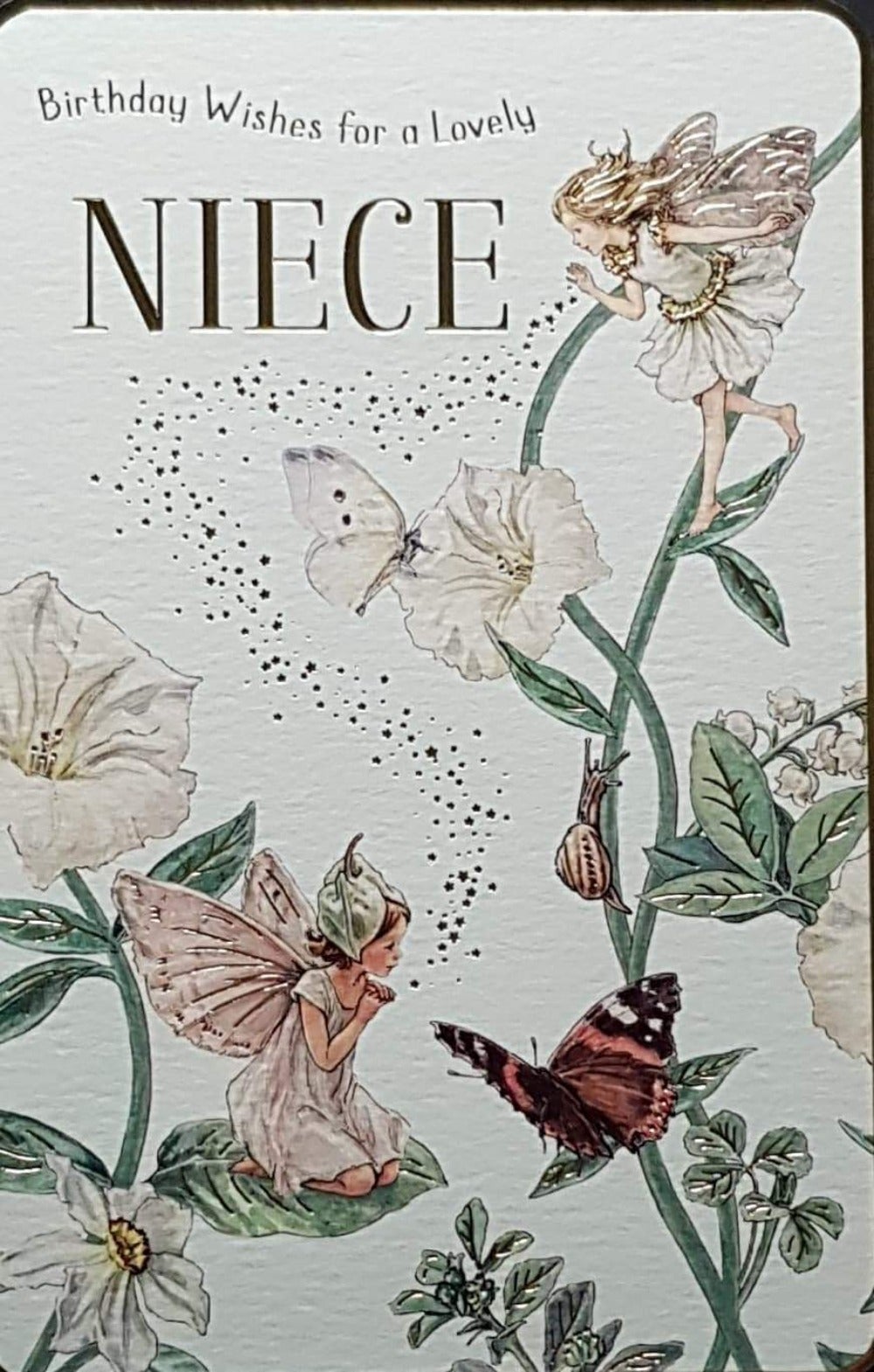 Birthday Card - Niece / A Beautifull Fairy On The Leaf