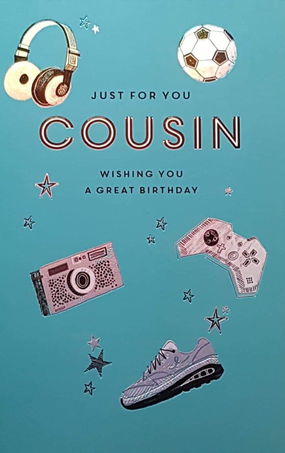 Birthday Card - Cousin / Game Controller & Headphones