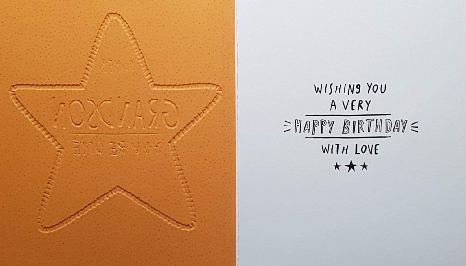 Birthday Card - Grandson / A Big White Star On Mustard Cover