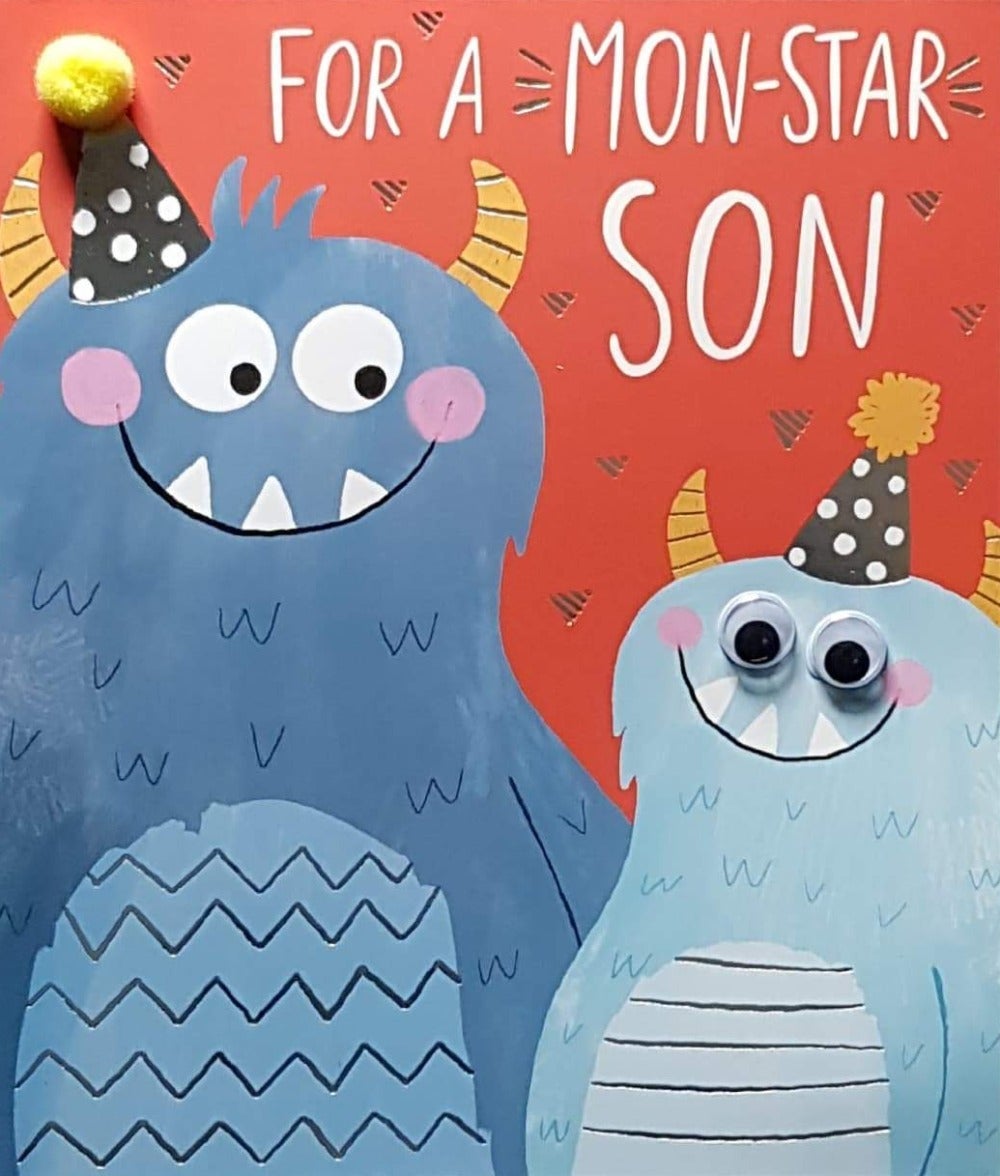Birthday Card - Son / 'Mon-Star' & Two Monsters