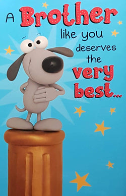 Birthday Card - Brother / A Dog With A Hand On Chest