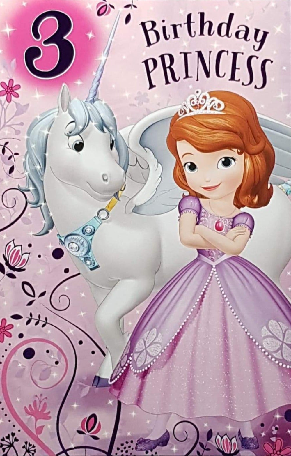 Birthday Card - Age 3 / A Little Girl And A Unicorn