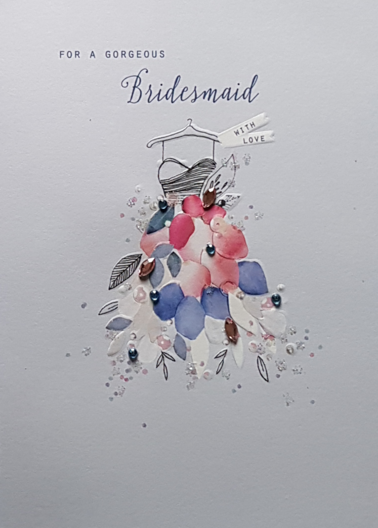Wedding Card - For A Gorgeous Bridesmaid - Dress on Hanger