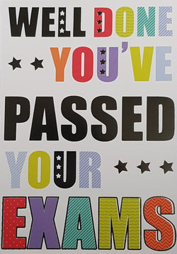 Congratulations Card - Exam Success / Colourful Font & Stars