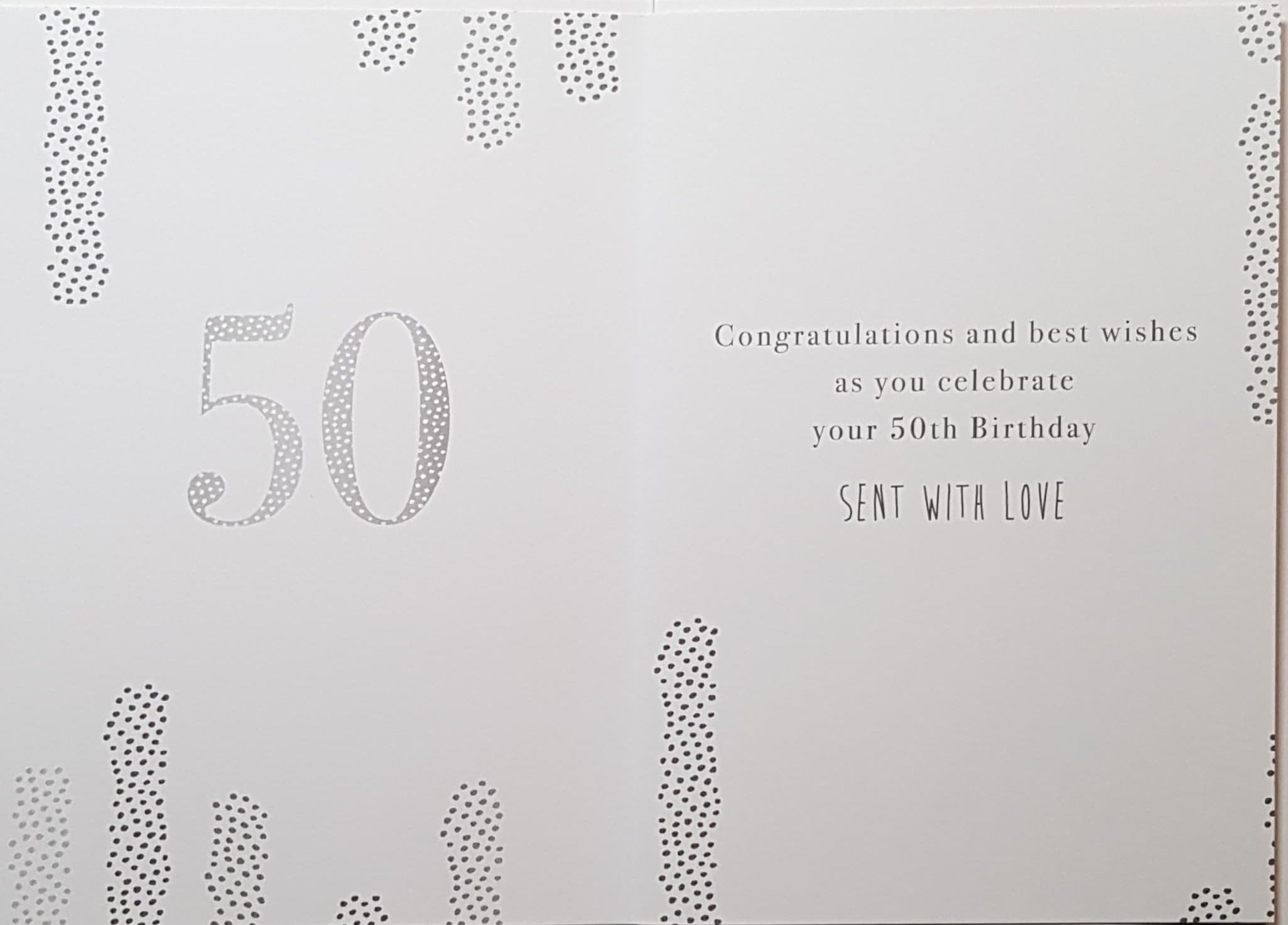 Age 50 Birthday Card - Shiny Colourful  Dotted Pattern & Font