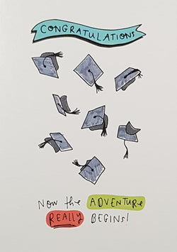 Congratulations Card - Graduation / Graduation Caps Thrown Into The Air