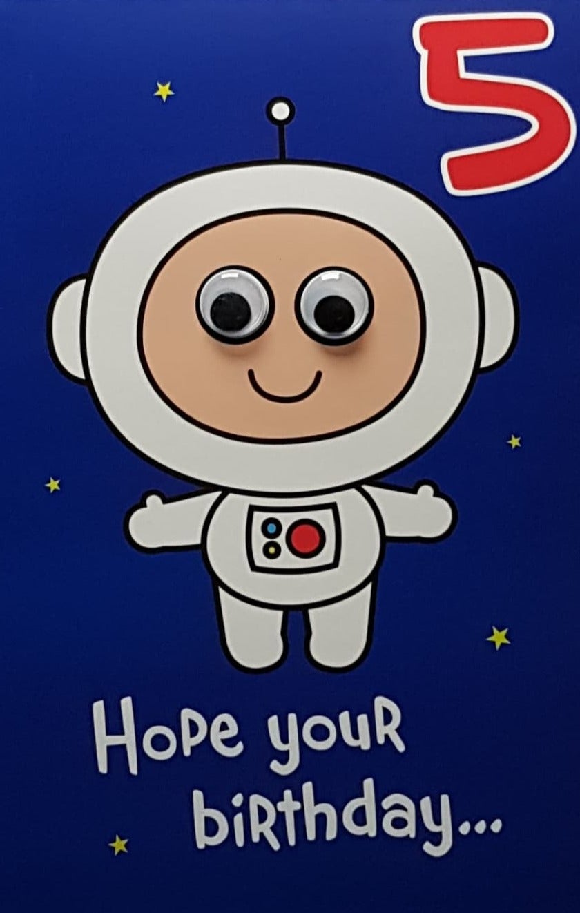Age 5 Birthday Card - A Cute Little Astronaut