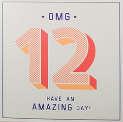 Age 12 Birthday Card - Orange & Yellow Patterns On Digits