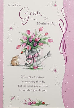 Gran Mothers Day Card - A Little Mouse & A Pink Ribbon