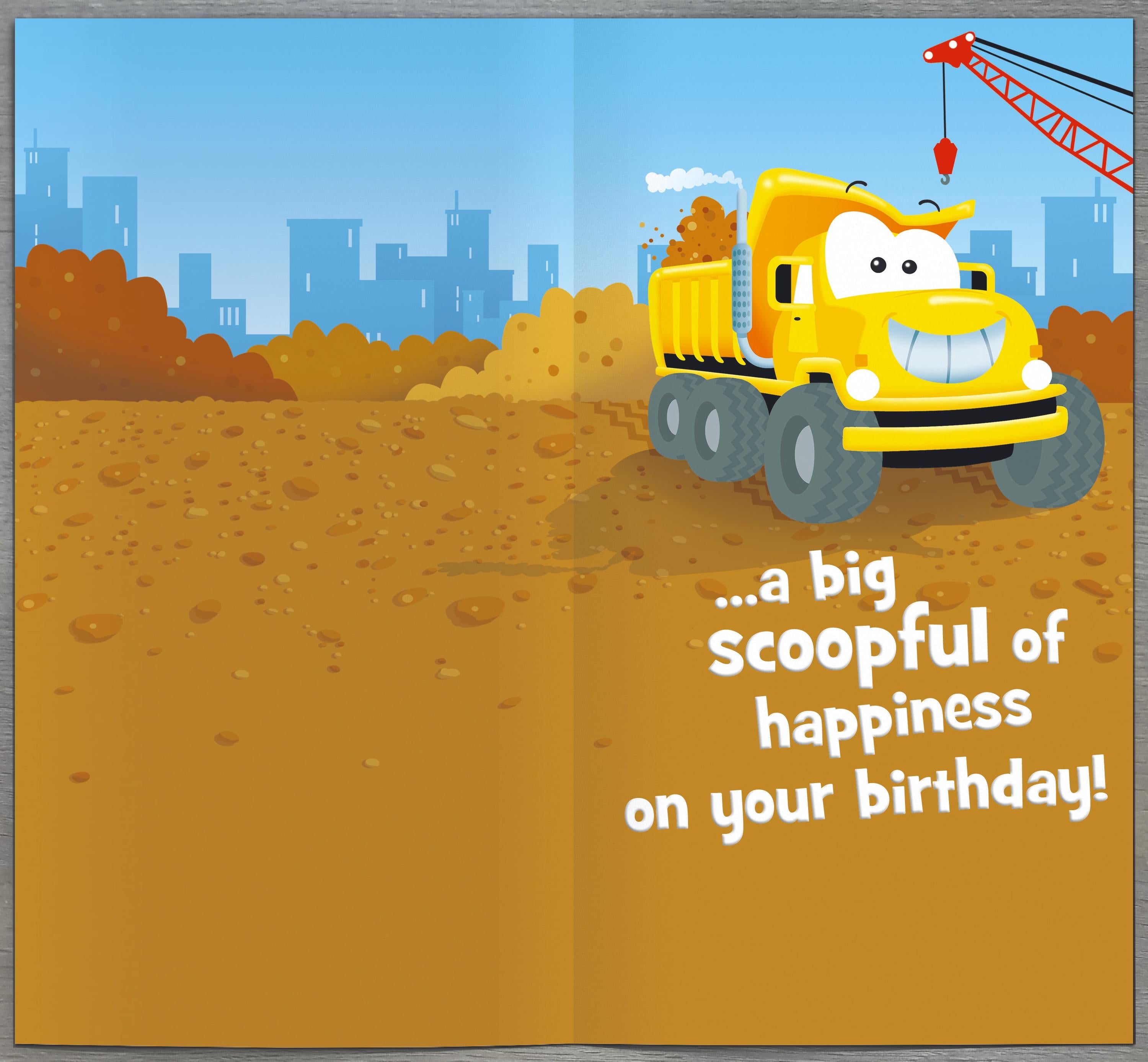 Birthday Card - Age 2 / Smilling Digger