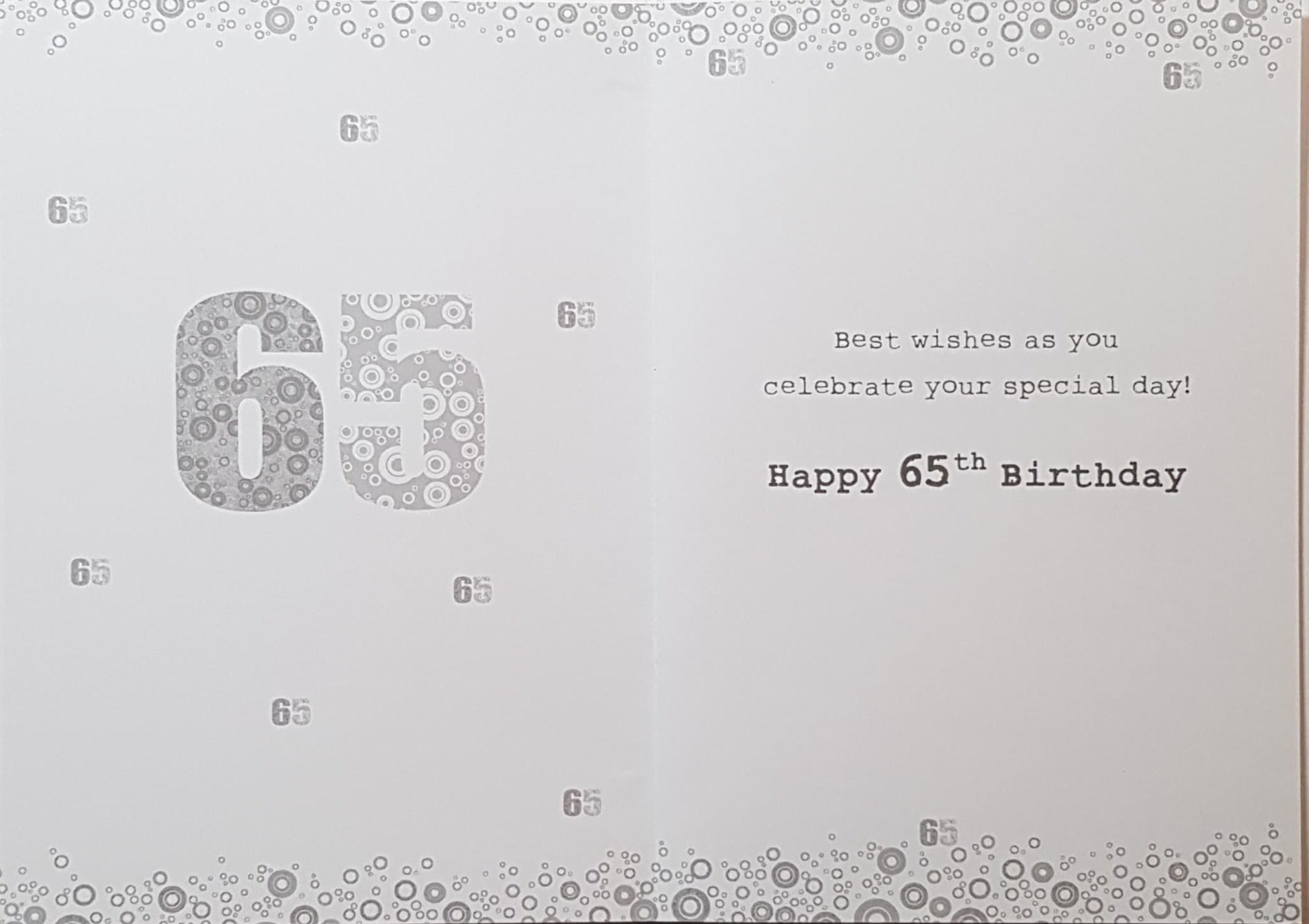 Age 65 Birthday Card - Gold & Silver Sparkly Patterns