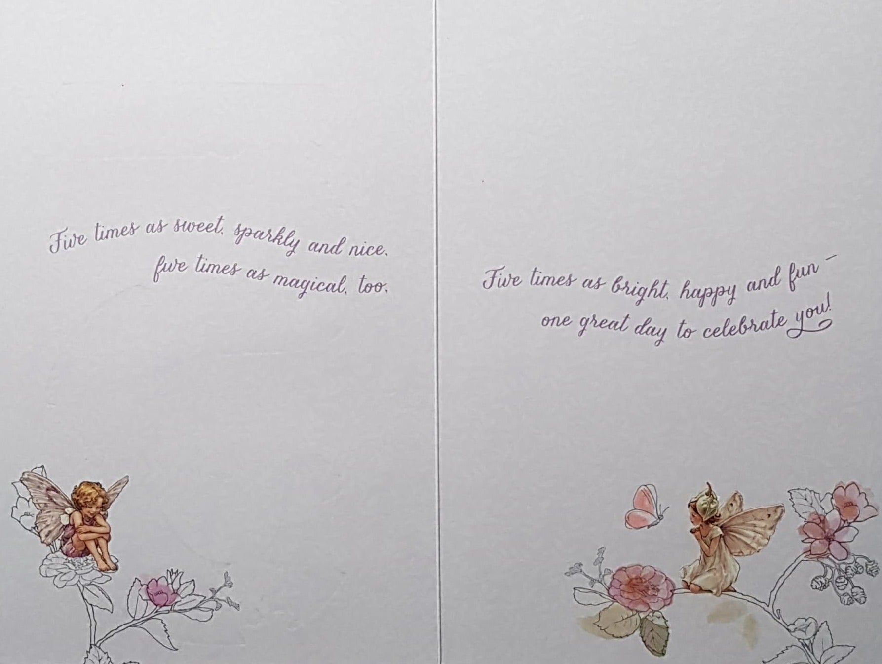 Age 5 Birthday Card - Little Flower Fairies All Around