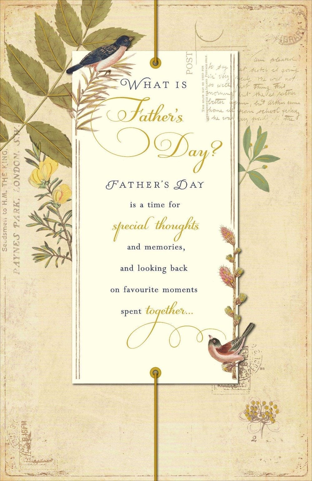 Fathers Day Card - General / Two Birds Sitting On The Label & Special Thoughts