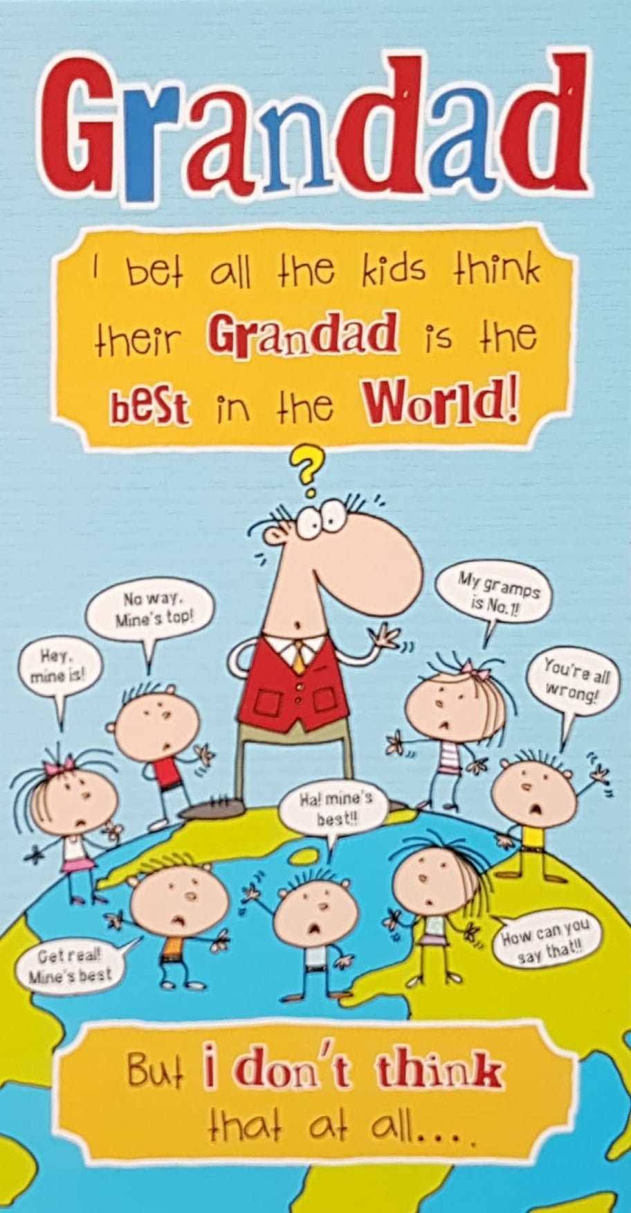 Birthday Card - Grandad / Kids Talking To A Man In A Red Jacket