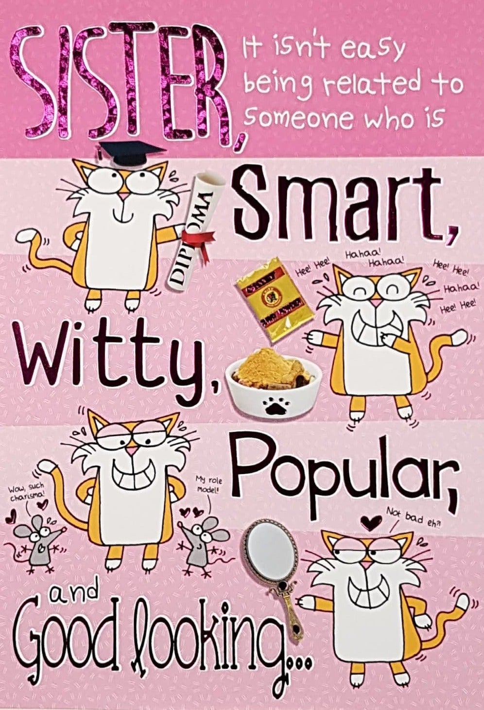 Birthday Card - Sister / A Funny Yellow Cat & Two Mice